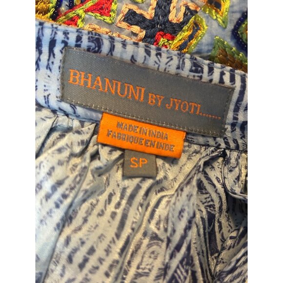 Bhanuni By Jyoti Sleeveless Blue Patterned Top Colorful Embroidery SP 1736 - Picture 3 of 6